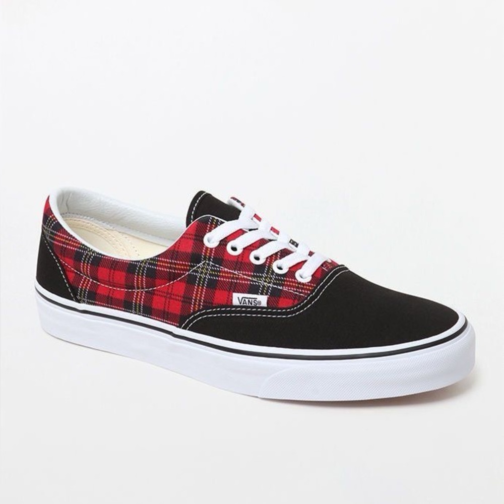 Vans Red Plaid and Black Sneakers - Picture 4 of 6